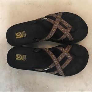 TEVA Women's Size 7 Brown MUSH MANDALYN WEDGE OLA 2 Sandals.